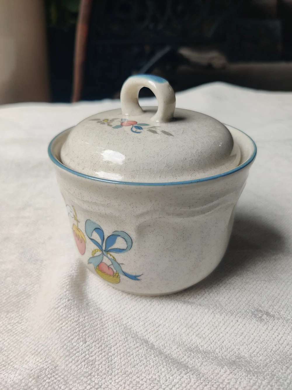 80s International Marmalade Country Goose Stash Sugar Bowl Strawberry Ribbon